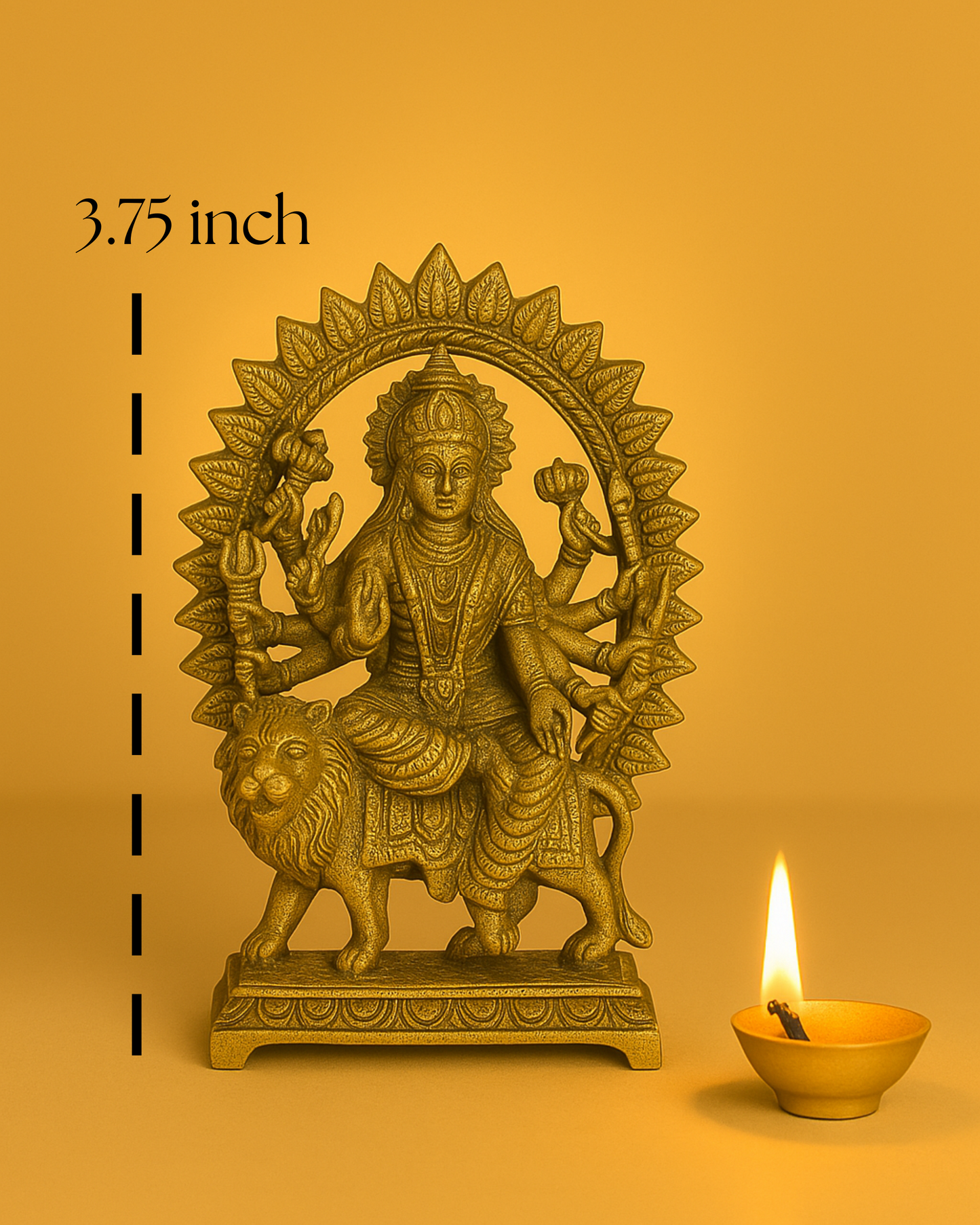 Golden Brass Durga Mata Statue, Symbol of Power & Protection for Home Temple