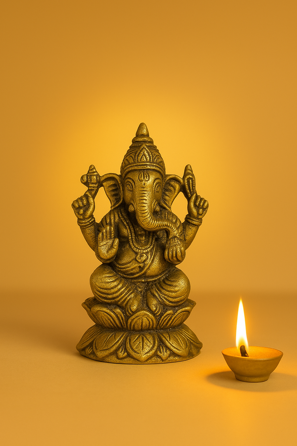 Brass Ganesha Murti Statue for Home Temple & Pooja, Remover of Obstacles Gift