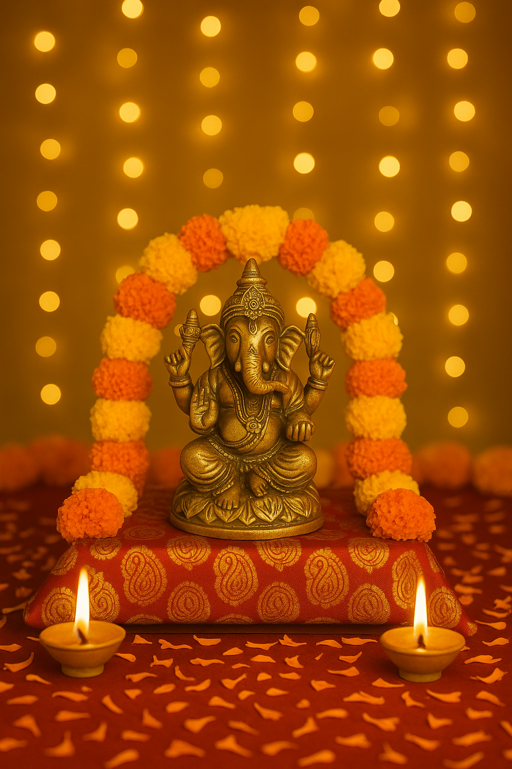 Brass Ganesha Murti Statue for Home Temple & Pooja, Remover of Obstacles Gift