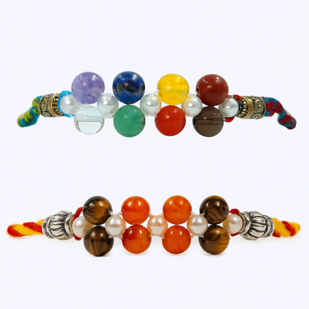 Devaāra - Combo Pack of 2 Rakhi's - Courage & Confidence + 7-Chakra Rakhi