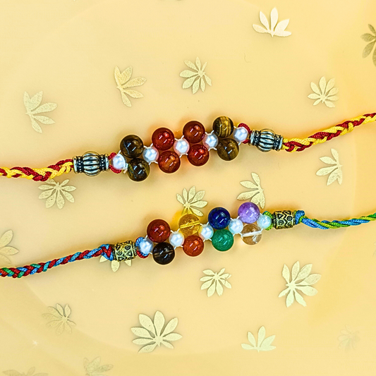 Devaāra - Combo Pack of 2 Rakhi's - Courage & Confidence + 7-Chakra Rakhi